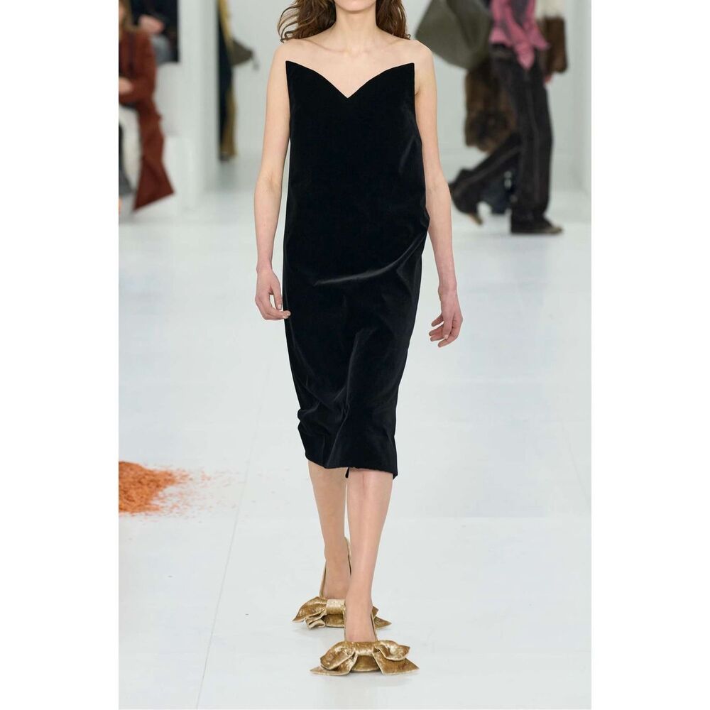LOEWE Strapless cotton-blend velvet midi dress FR 38 / US 6 $3150